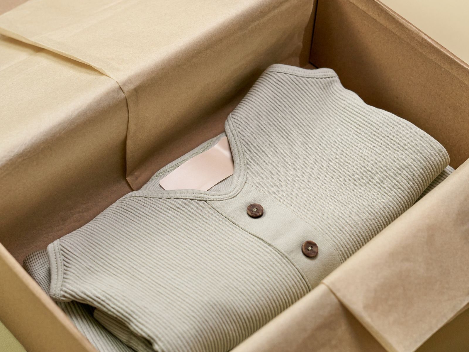 Finished garments in branded packaging